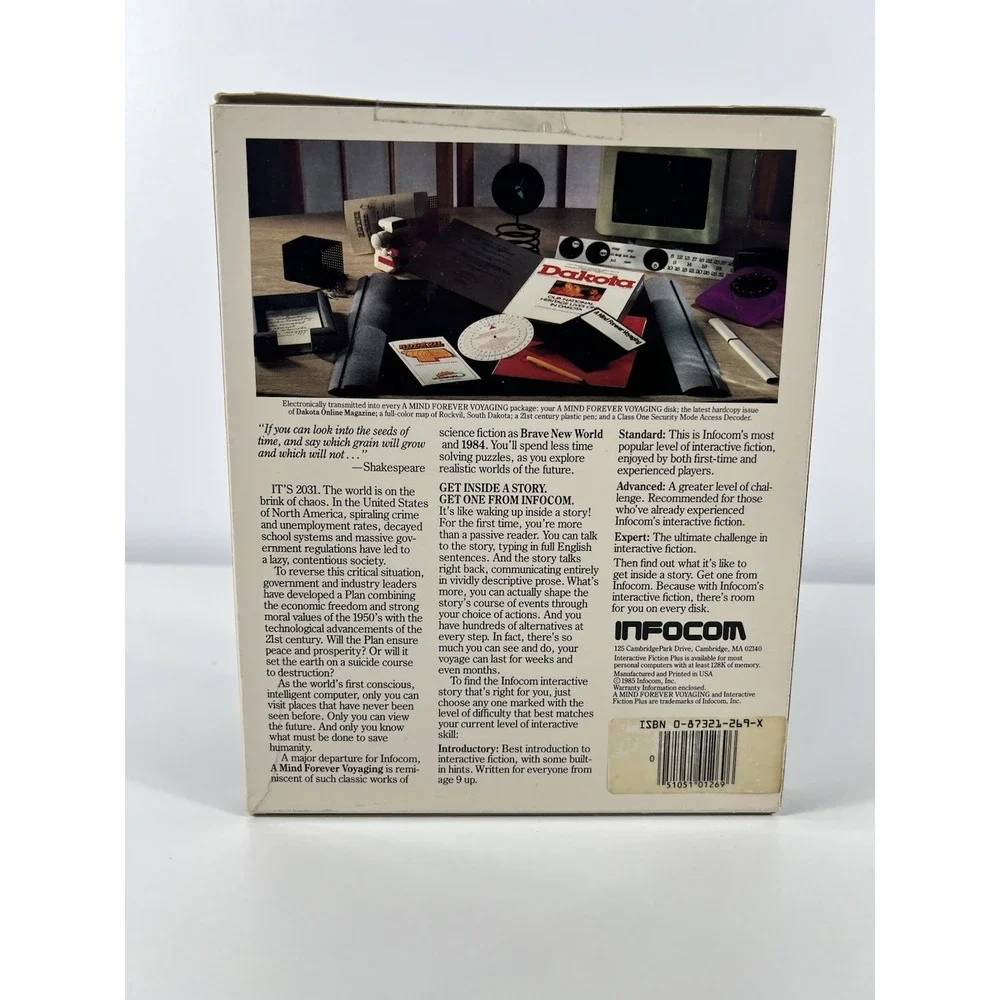 A Mind Forever Voyaging Apple II PC Infocom 1985 RARE w/Pen